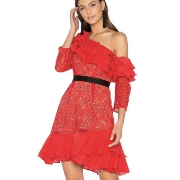 For Love & Lemons Chianti Off Shoulder Ruffle Dress Womens Size Small NWT $308 - Picture 1 of 11
